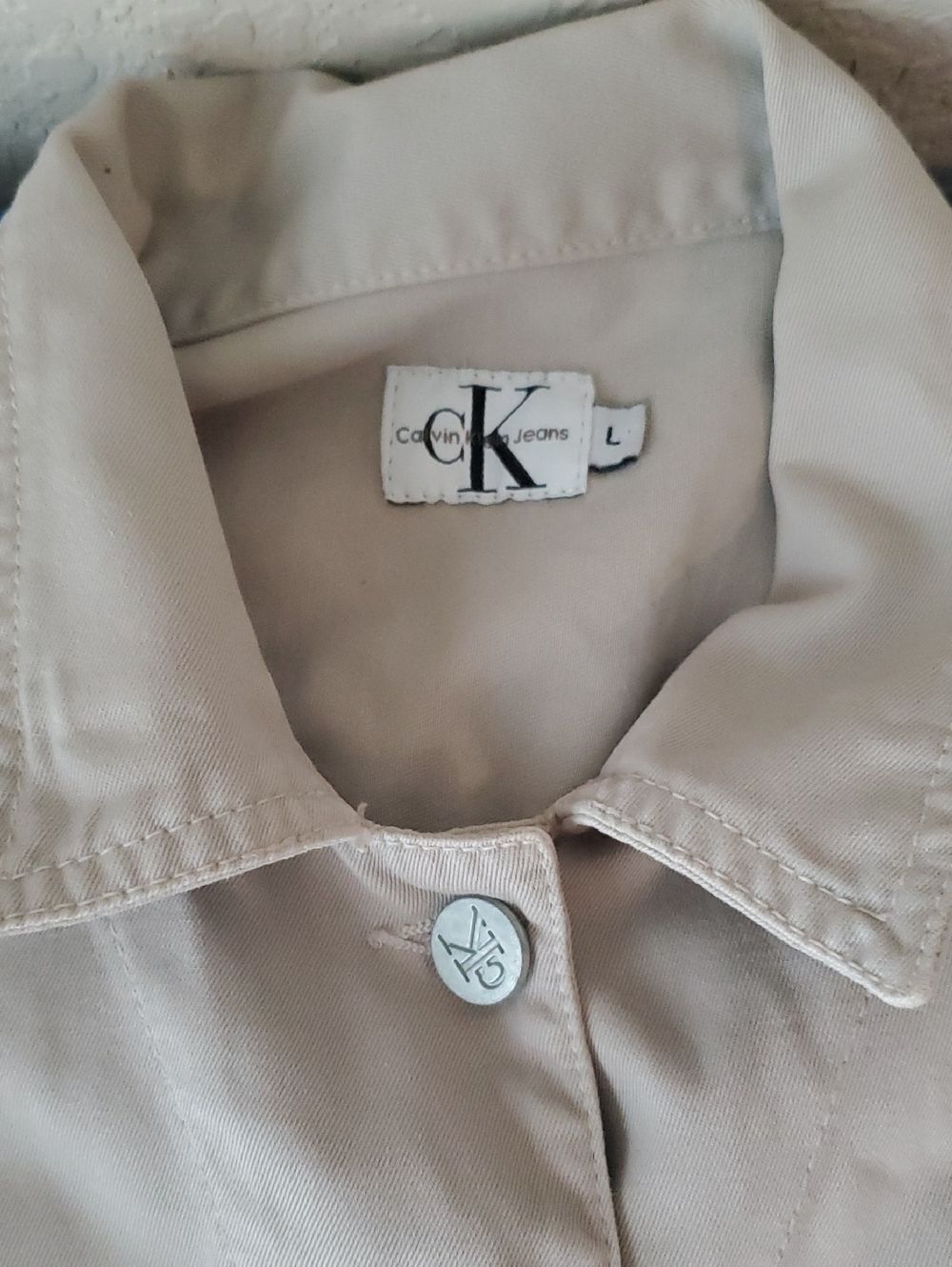 VTG Calvin Klein Jeans Khaki Denim Vest Large L Y2K Crop Utility Gorpcore - Picture 4 of 8